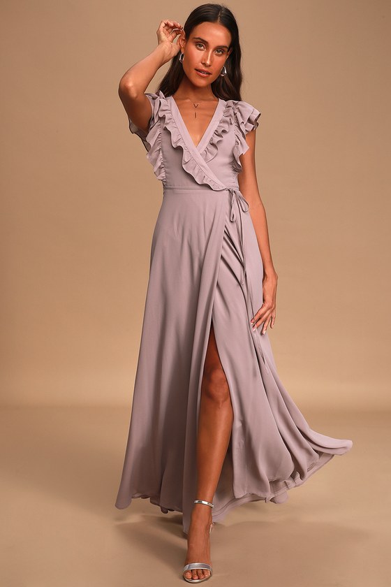 Grey Lavender Gown - Ruffled Maxi Dress ...